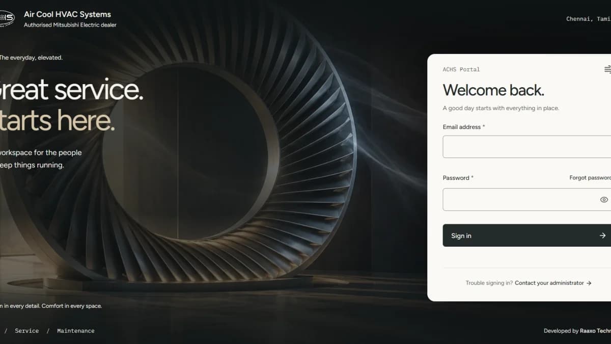 ACHS Portal — HVAC service management screenshot