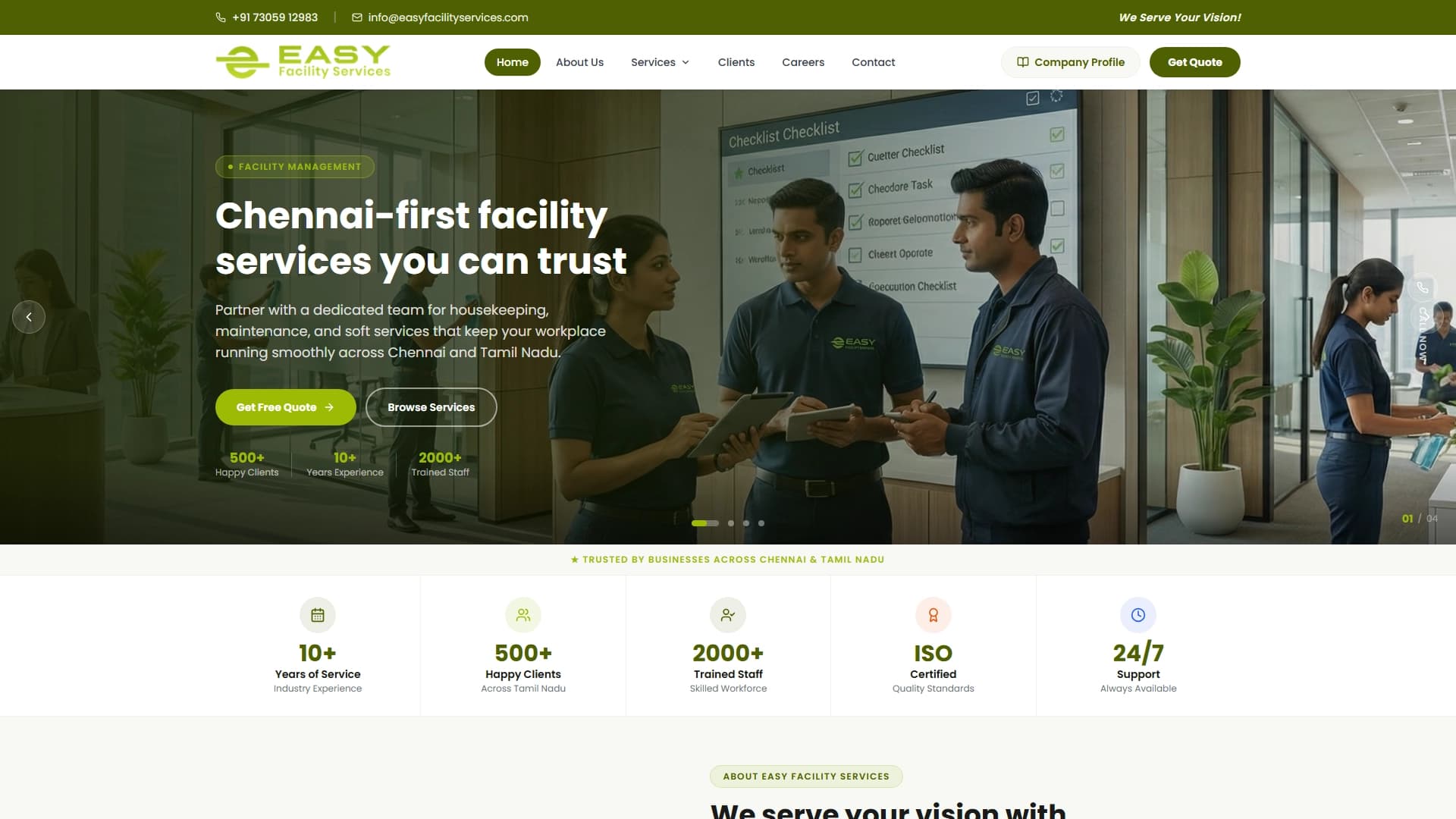 Easy Facility Services website screenshot